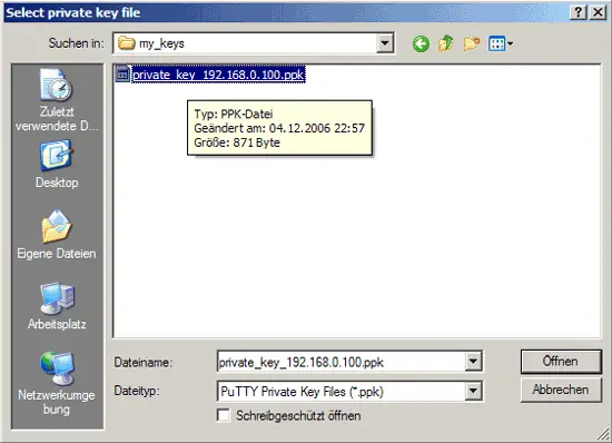 Select key file from filesystem