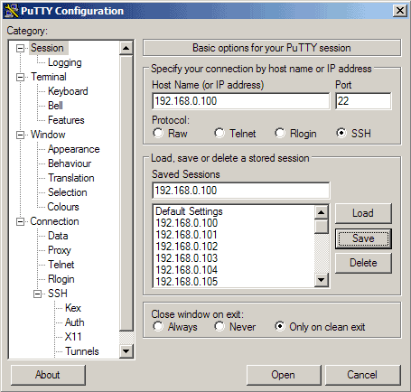 Save the putty session