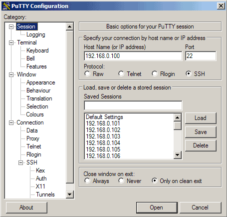 Putty program started