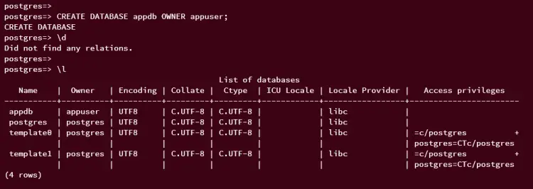 create and verify database