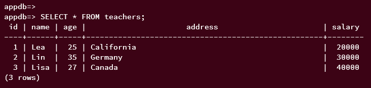 retrive data postgresql