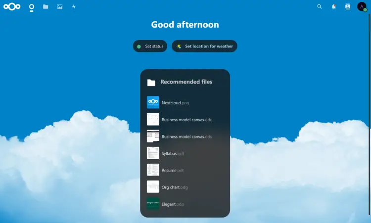 nextcloud dashboard