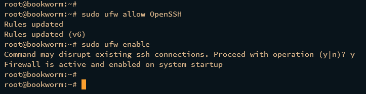 start enable ufw