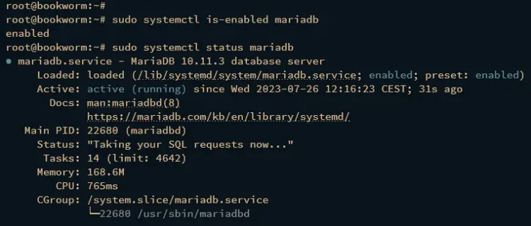 checking mariadb