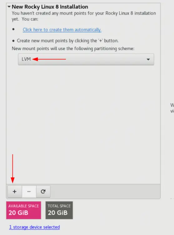 Default partition schema LVM