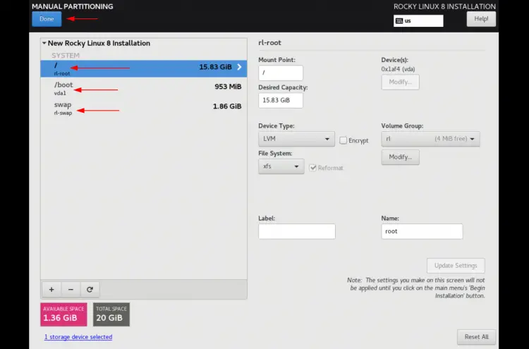 Checking new partition configuration