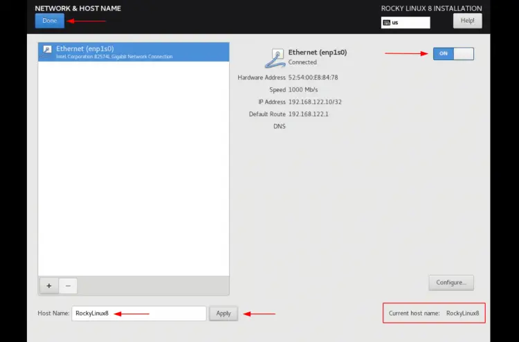 Set up network and hostname