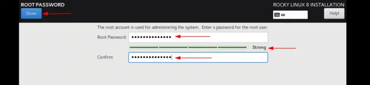 Type root password strong