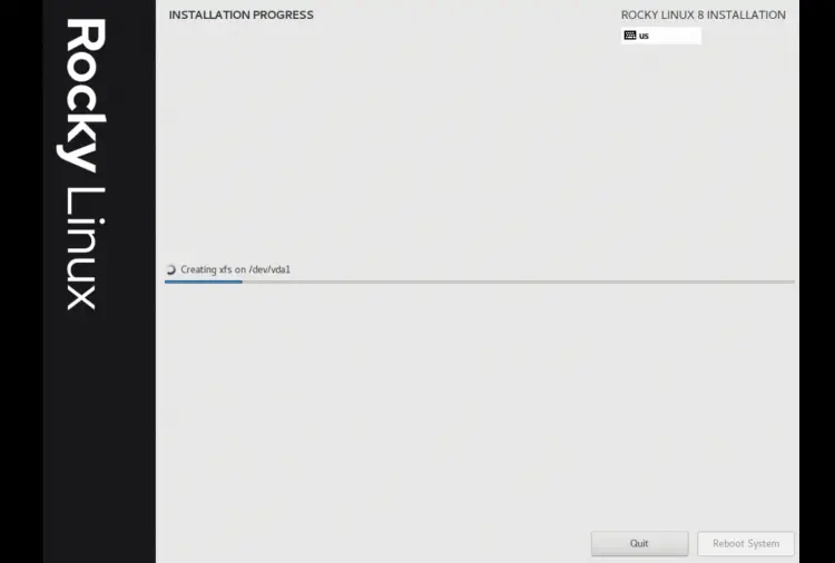 Rocky Linux Installation progress