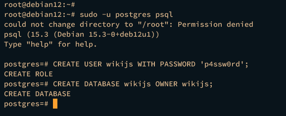 create user and database