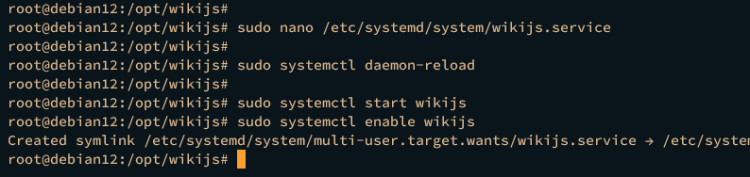 start enable wiki.js