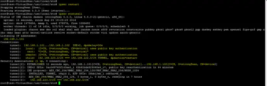 ipsec statusall    # at side A