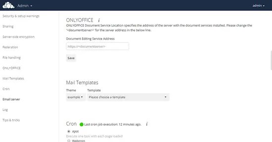 Configuring OwnCloud ONLYOFFICE integration