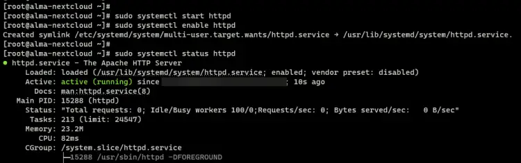 starting and verifying httpd web server