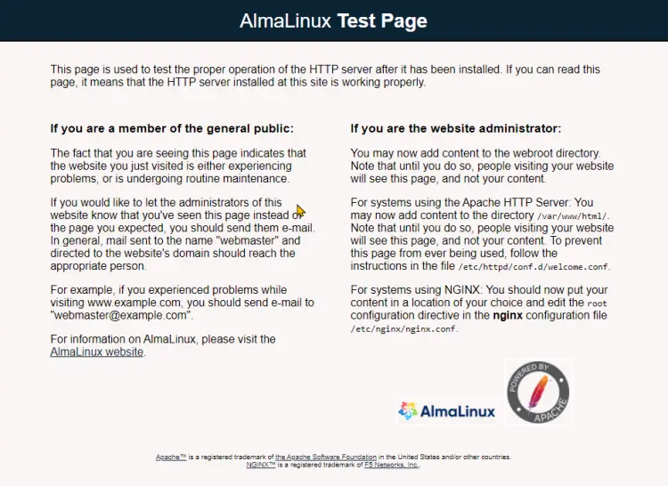 index.html page of httpd web server