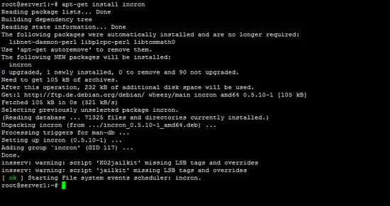 Install Incron on Debian.