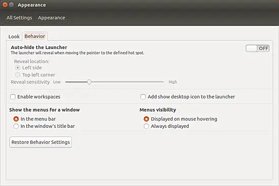 Application menus