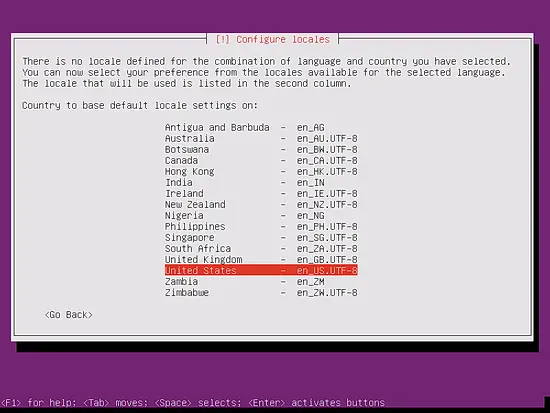 Choose locale settings