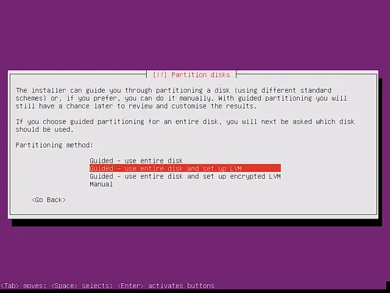 Partition the hard disk