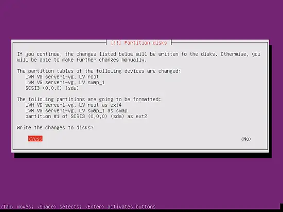 Confirm partition scheme