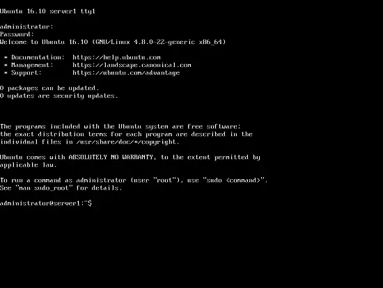 First Login on Ubuntu 16.10 Yakkety Yak
