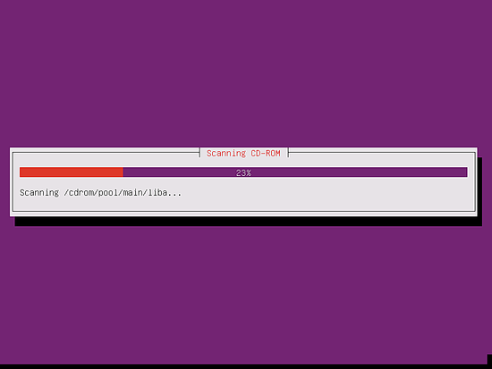 The installer scans the CD image for packages.
