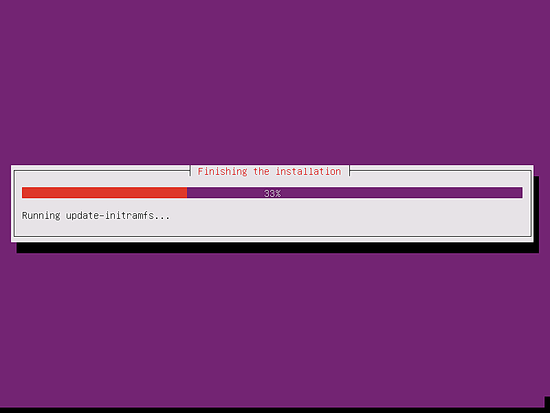 The Ubuntu installer finished the system installation