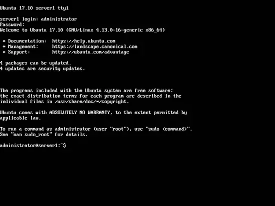 First Login on Ubuntu 17.10
