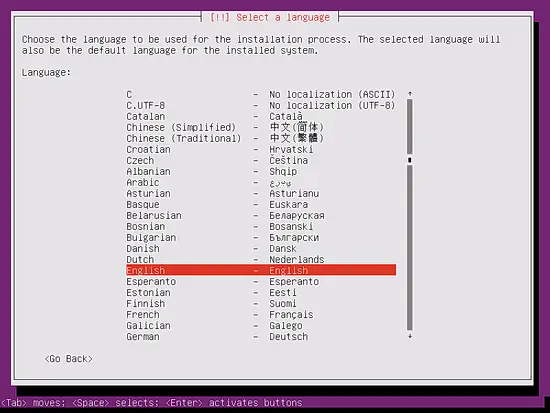 Select the language that is used for the OS