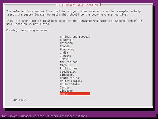 Choose the server location.