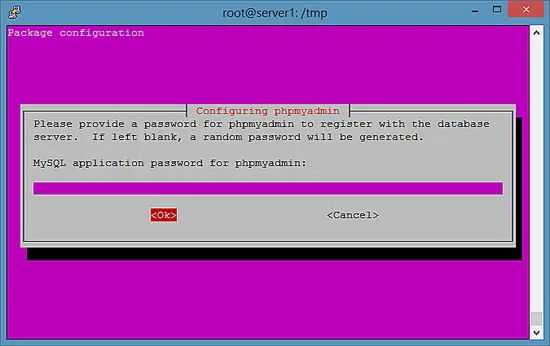 MySQL application password for phpmyadmin.