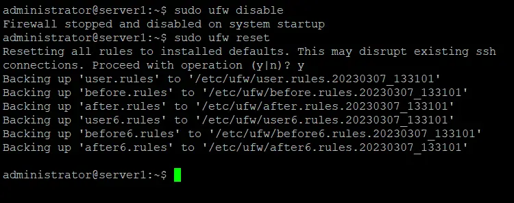 Reset UFW Firewall