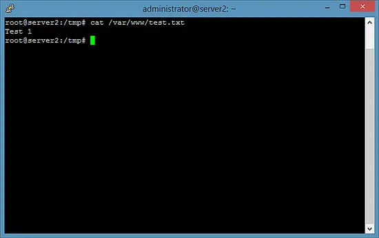 Output of the cat command on Server 2.