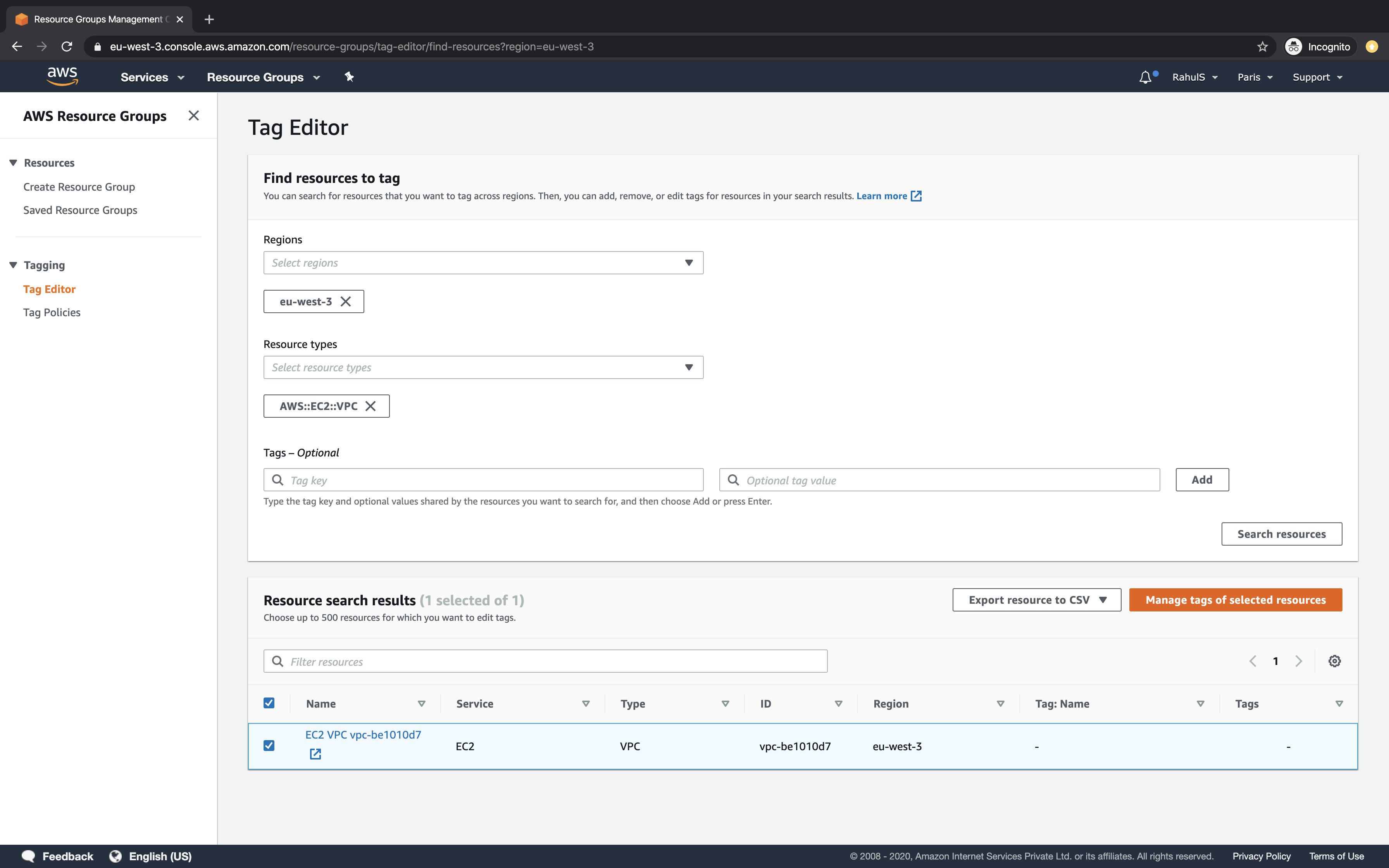 Use Tag Editor to tag resources across regions on AWS