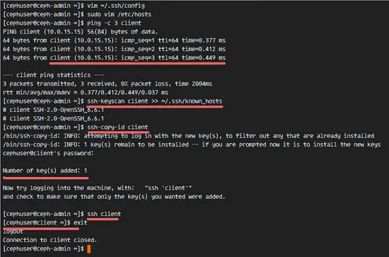 Configure ceph-admin for client installation
