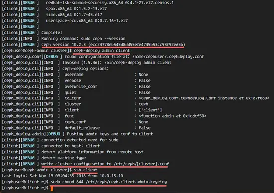 Installing Ceph on the client node