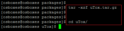 Unpack uTox on Fedora.