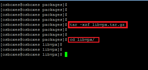 Unpack Libvpx on Fedora.