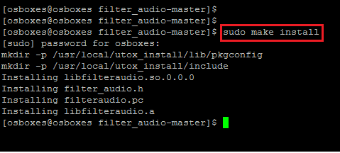 Install filter audio on Fedora.