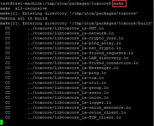 Compile Toxcore with Make on Ubuntu.