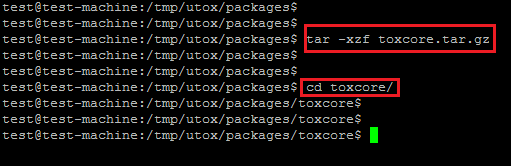 Unpack toxcore on Ubuntu.