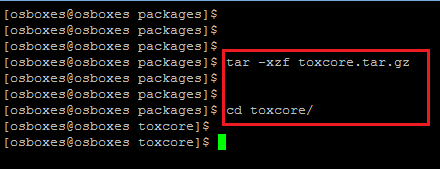 Unpack Toxcore on Fedora.