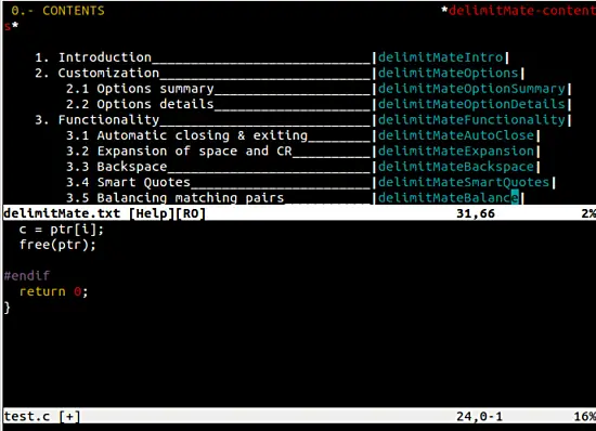 Vim deliMate Plugin