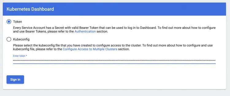 Access the Dashboard on IP:NodePort