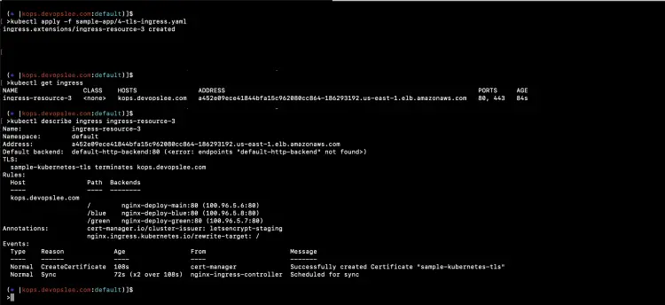 Create ingress with Staging Issuer
