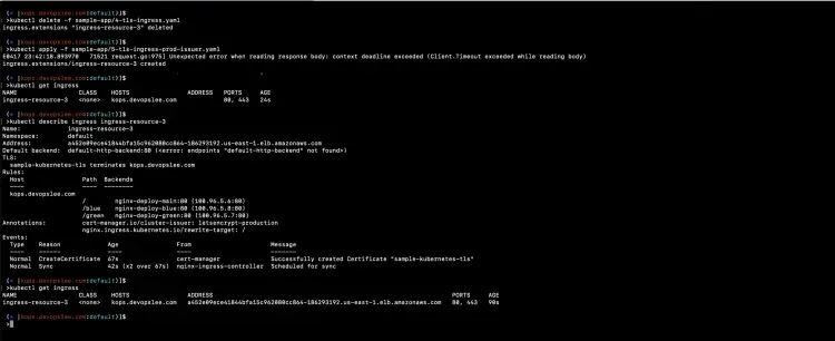 Create ingress with Production Issuer