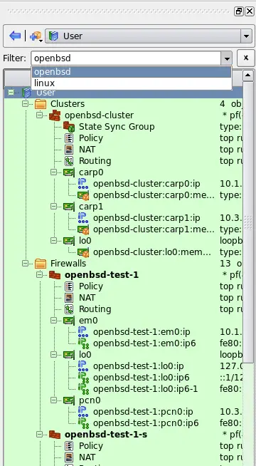 Applying filter to the object tree