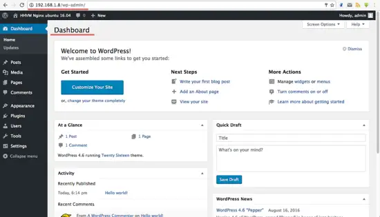 WordPress Dashboard