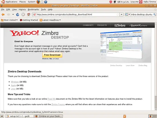 How to install Zimbra desktop 7.2.5 On Ubuntu 15.04